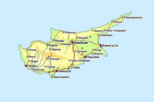 Кипр, карта кипра